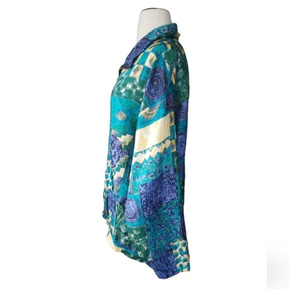 Basic Edition Windbreaker Jacket Womens L Vintage 90s Cluttercore Patchwork - Picture 3 of 9